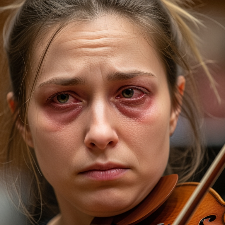 AI image of musician with Blepharitis
