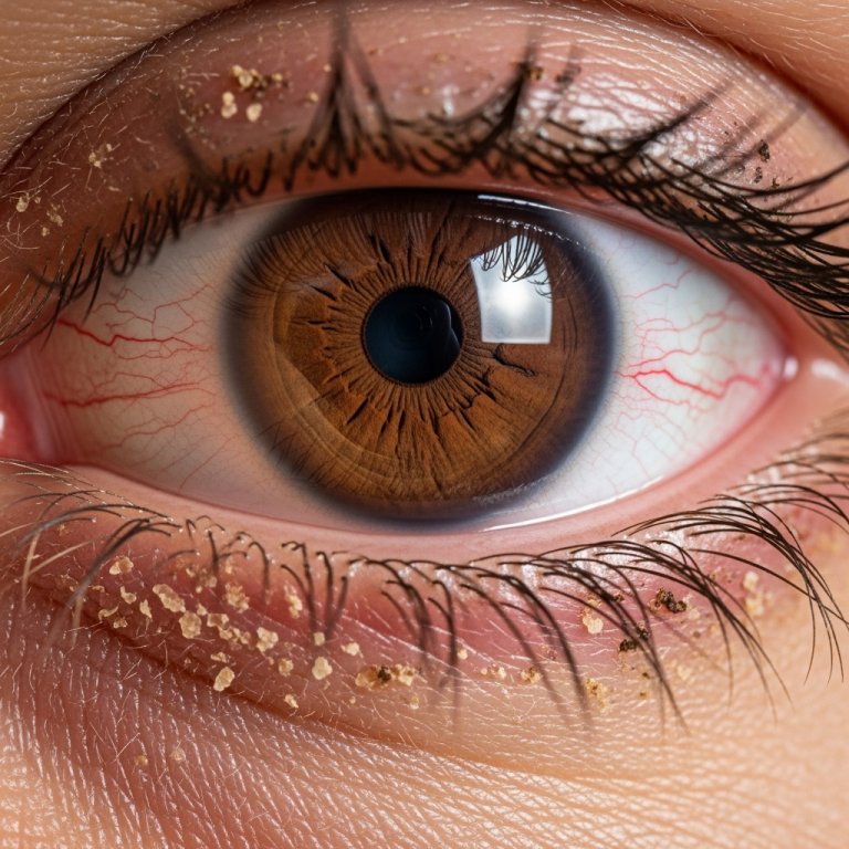 psoriasis-Close-up of an eye showing signs of irritation or redness