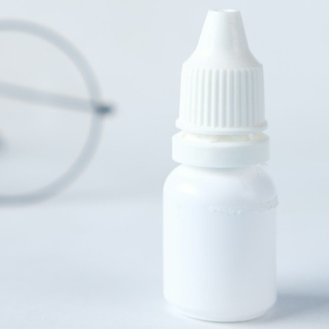 Eye drops and glasses